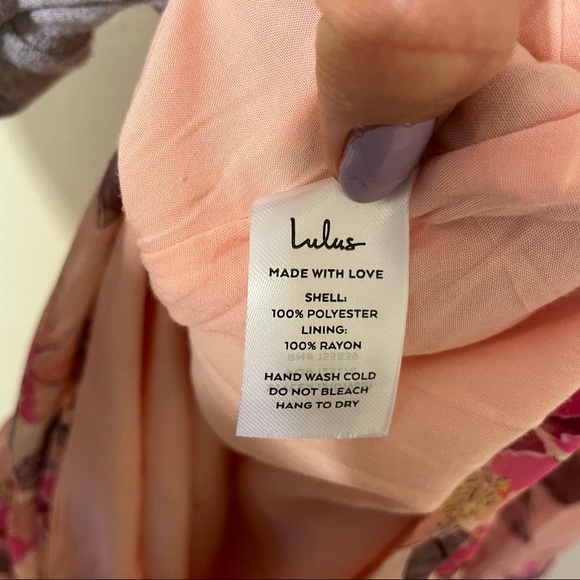 Lulu’s - Tea Party Chic Pink Floral Print Tie-Strap Tiered Midi Dress - Picture 7 of 7